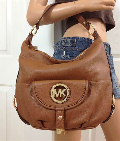 michael kors fulton brown hobo bag|fulton leather shoulder bag.